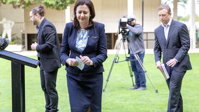 Queensland Premier Annastacia Palaszczuk got emotional during her press conference. Picture: NCA NewsWire / Sarah Marshall