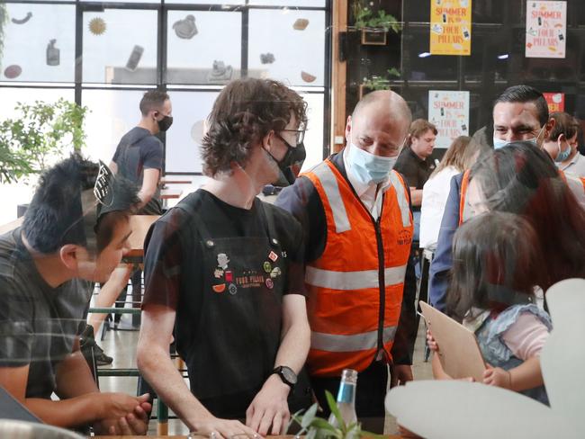 MELBOURNE, AUSTRALIA - NewsWire Photos, FEBRUARY 1, 2022.  The Treasurer, the  Josh Frydenberg visits the Four Pillars Distillery in Healesville.  Picture: NCA NewsWire / David Crosling