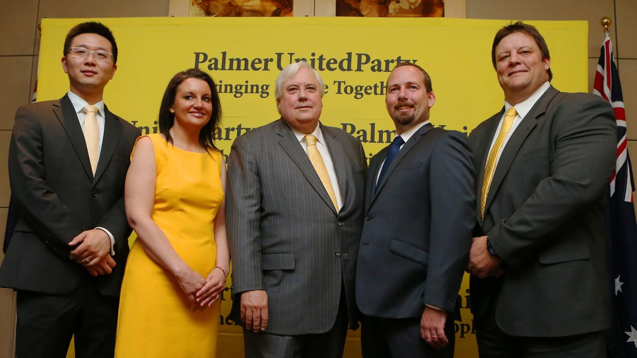 October, 2013: Federal leader of the palmer United Party, Clive Palmer pictured with senator elects Dio Wang (WA), Jacqui Lambie (TAS) Australian Motoring Enthusiast Party (AMEP) Ricky Muir and Glenn Lazarus (QLD). Picture: Sam Mooy 