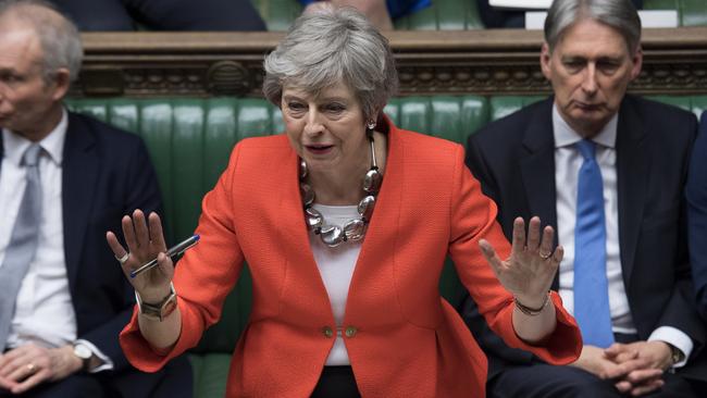 Britain's Prime Minister Theresa May in parliament. Picture: AP