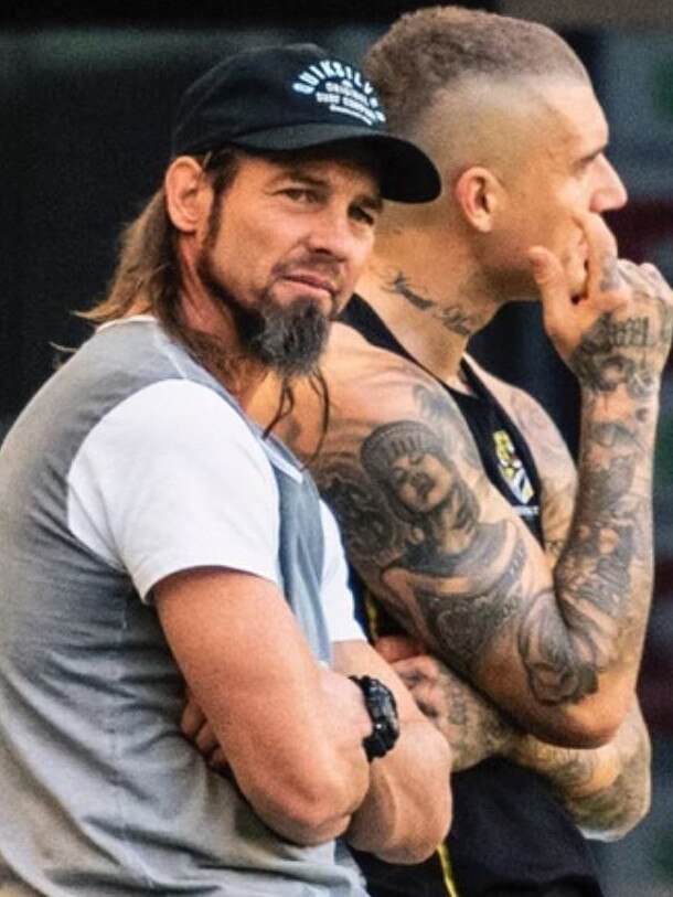 Ben Cousins pictured at Richmond training with Dustin Martin.