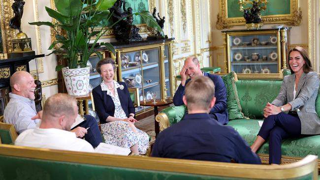 Mike Tindall, Princess Anne, Princess Royal, Prince William, Prince of Wales and Catherine, Princess of Wales attend the recording of a special episode of The Good, The Bad and The Rugby podcast. Picture: Chris Jackson/Getty Images for Kensington Palace