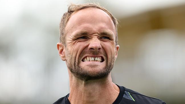 SYDNEY, AUSTRALIA - FEBRUARY 09: Valere Germain of the Bulls warms up prior to the round 18 A-League Men match between Macarthur FC and Western United at Campbelltown Stadium, on February 09, 2025, in Sydney, Australia. (Photo by Brendon Thorne/Getty Images)