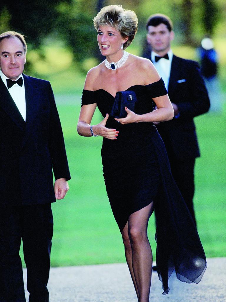 She was wearing a short black cocktail dress designed by Christina Stambolian. Picture: Tim Graham/Getty Images