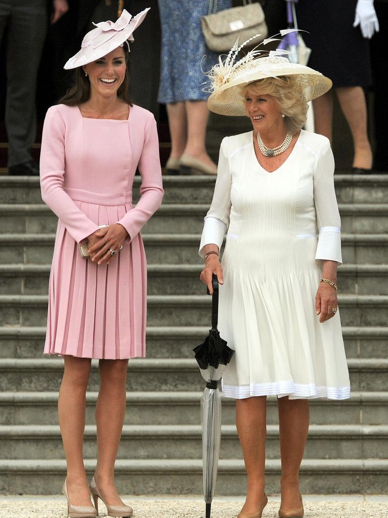 The Duchess of Cambridge wearing Emilia Wickstead at a Buckingham Palace garden party in May 2012. Picture: Anthony Devlin/AFP