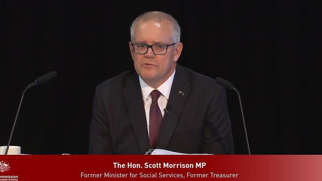 Former Prime Minister Scott Morrison speaking before the Royal Commission into Robodebt in Brisbane.