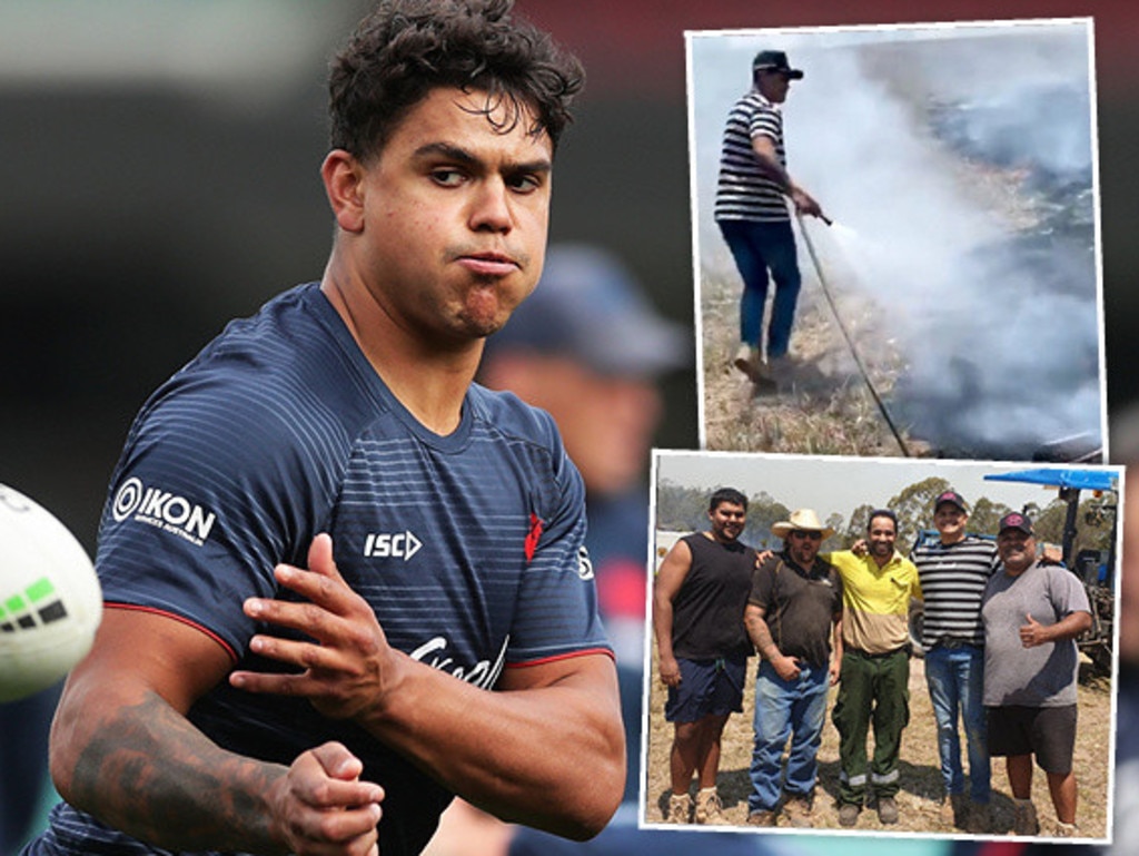 Latrell Mitchell helping the bushfire cause in Taree.