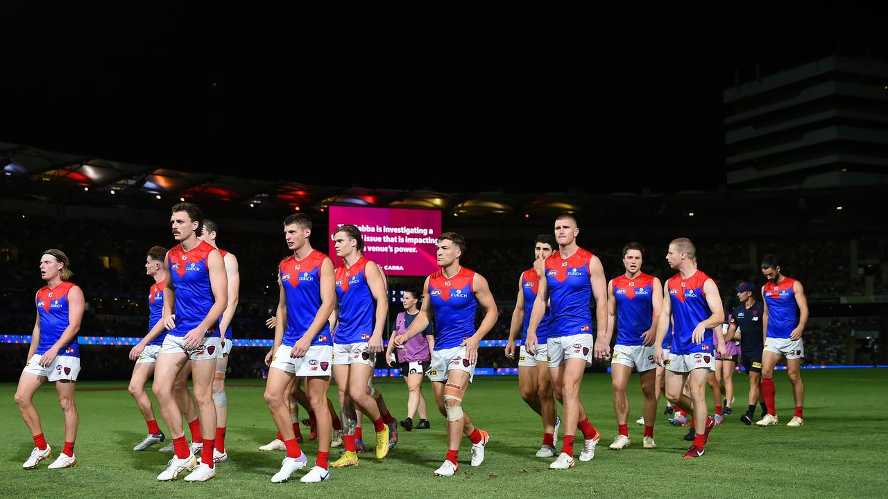 The power outage was the last thing the Demons would have wanted. (Photo by Albert Perez/AFL Photos via Getty Images)