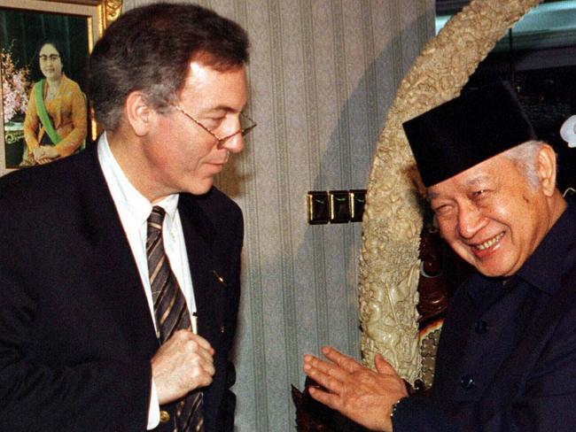 US economist Steve Hanke with former Indonesian president Suharto in 1998.