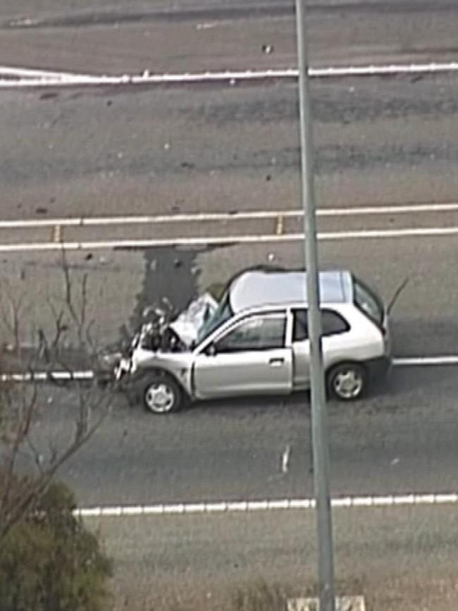 A truck has crashed into a car on the Augusta Highway near Snowtown. Picture: 7NEWS