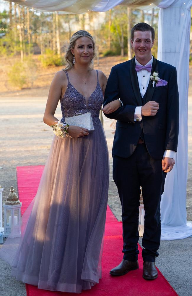 Kirra Robinson and Ethan Edwards arrive at the Gympie State High School formal 2023. November 16, 2023. Picture: Christine Schindler