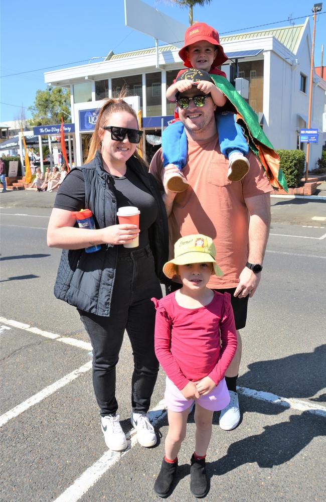 At the 2023 Grand Central Floral Parade are the Judd family (back from left) Tarla, Matthew, William (on shoulders) and Ariana (front). Picture: Rhylea Millar