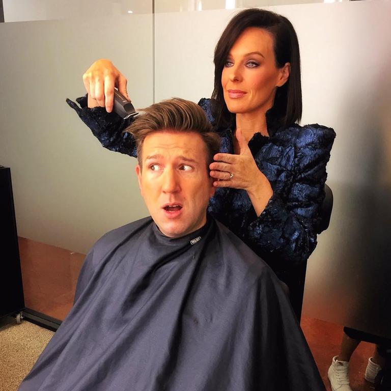 David Robinson and Natarsha Belling ... "Robbo's hair touch-ups before the #TVWeekLogies. The red carpet won't know what hit em. #Studio10" Picture: Instagram