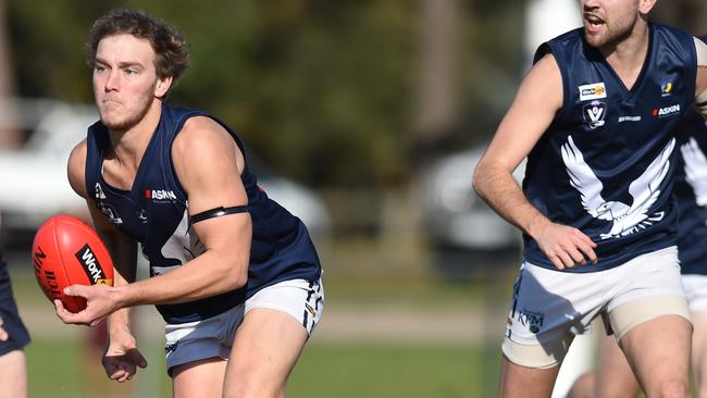 Edi-Asp captain Steve Mannix was among the Eagles’ best players in their win over Bonbeach on Good Friday. Picture: Chris Eastman