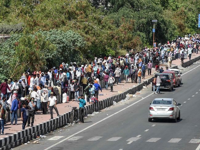 The queue for registration to catch a train in the Indian city of Ghaziabad. Picture: AFP