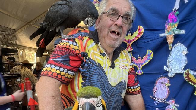 Colin Parkinson's family of birds drew hundreds of people throughout the day.