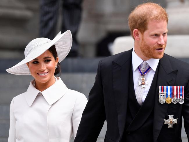 The Duke and Duke of Sussex during their last appearance in the UK, at the National Service of Thanksgiving at St Paul's Cathedral during the Queen's Platinum Jubilee. Picture: Getty Images