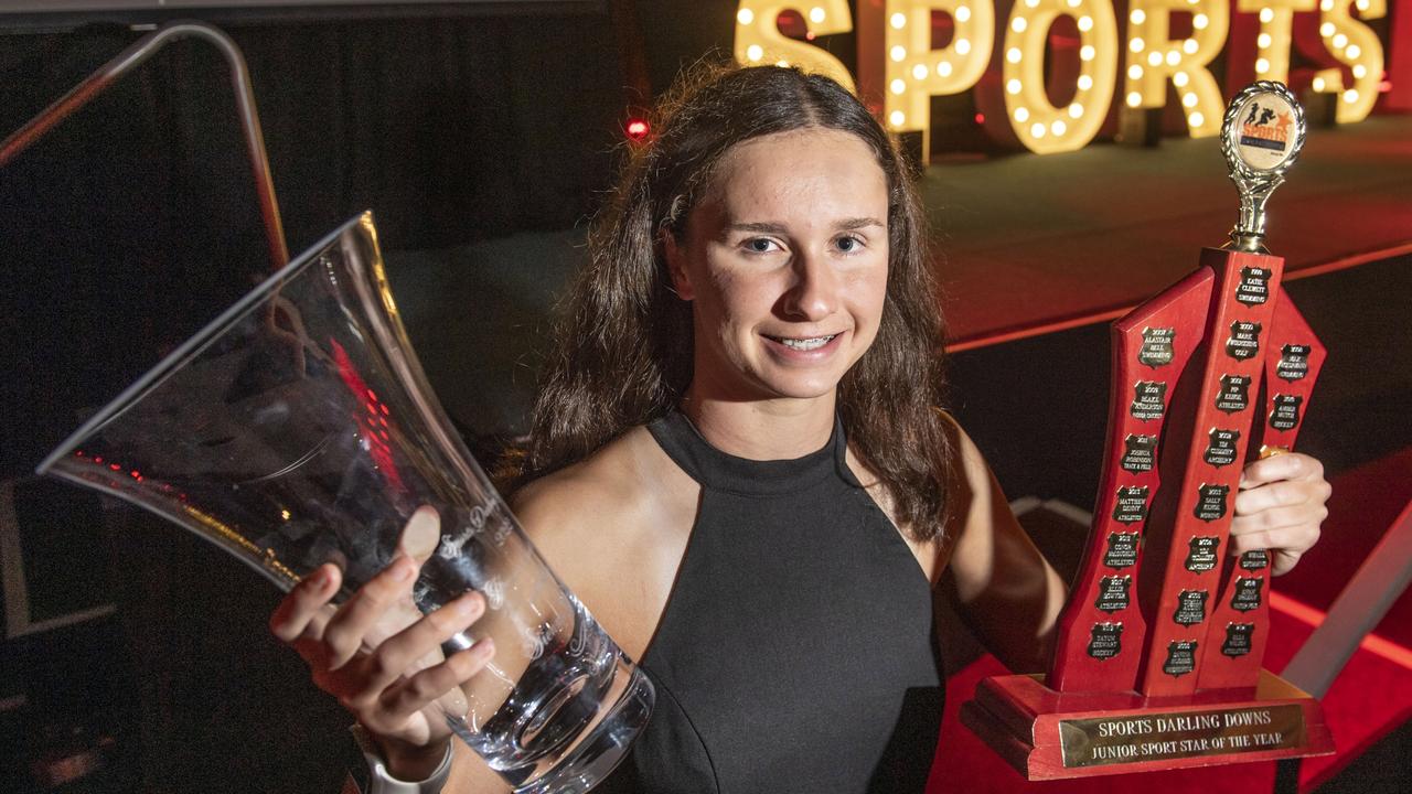 Sienna Deurloo celebrates winning the 2022 Junior Sports Star of the Year. Picture: Nev Madsen.