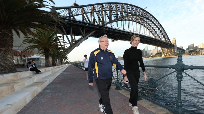 Kevin Rudd power walking with then press secretary Fiona Sugden.