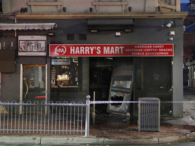 The burnt-out Harry’s Mart on Chapel St. Picture: David Crosling