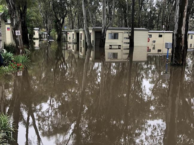 Flooding at the Moama Riverside Holiday on the NSW / Victorian border. Picture: Facebook