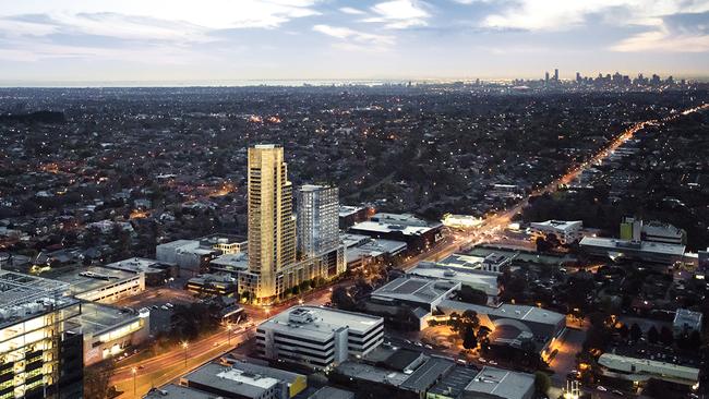 An artist's impression of the Whitehorse Towers development, which is the tallest building outside the CBD and will be finished later this year.