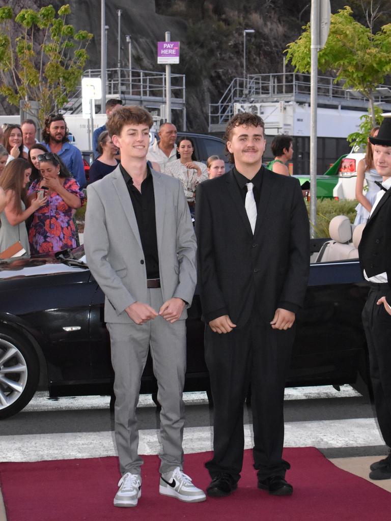 Riley O'Grady and Jory James-Johnson at the Proserpine State High School formal at Shute Harbour Marine Terminal on November 15, 2023. Photo: Zoe Devenport