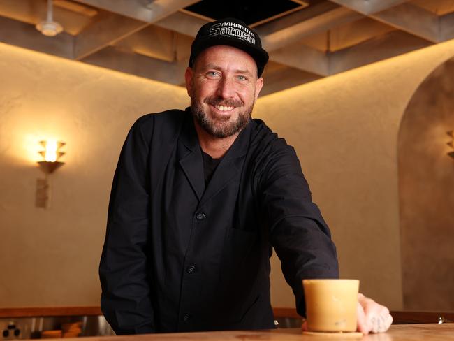 Olympus bar consultant Matt Whiley with his Greek frappe cocktail. Picture: Tim Hunter.