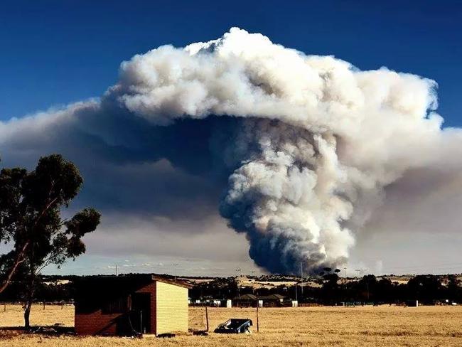 Resident Tori Arbon took this photo of fires nears Hillier in the Adelaide Hills.