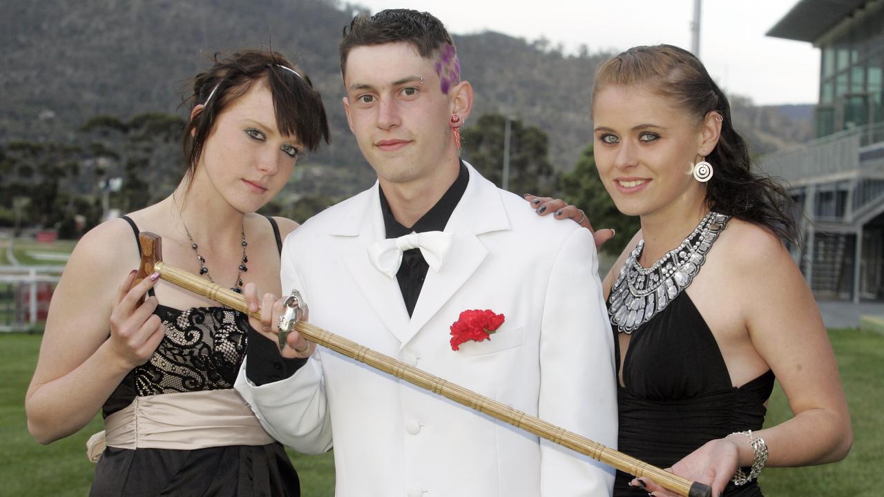 Claremont College Year 12 student formal (leavers) dinner held at Tattersalls Park, from left Leah Bellette, Shaun Summers and Cassandra Vincent