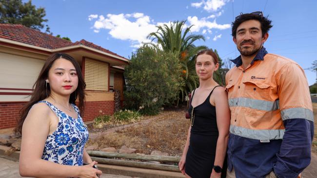 Turner Real Estate property manager assistant Krystal Yang at an open home with Georgie Treloar and Jarran Crabb. Picture: Russell Millard Photography.