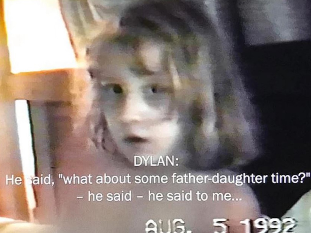 A young Dylan Farrow is seen in the 1992 video alleging Woody Allen touched her. Picture: Foxtel