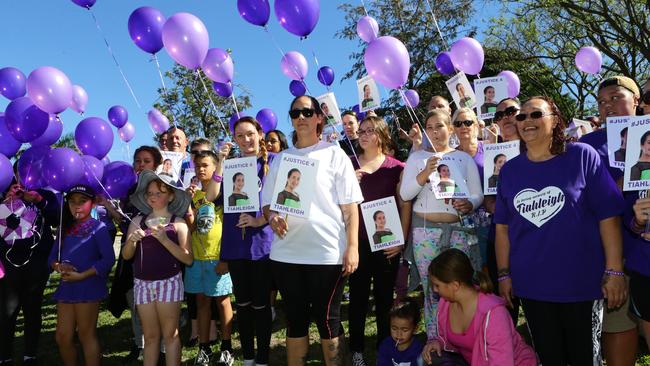 In 2016, Cindy Palmer lead family and friends on the Walk 4 Tiahleigh to help find her killer. Picture: Darren England.