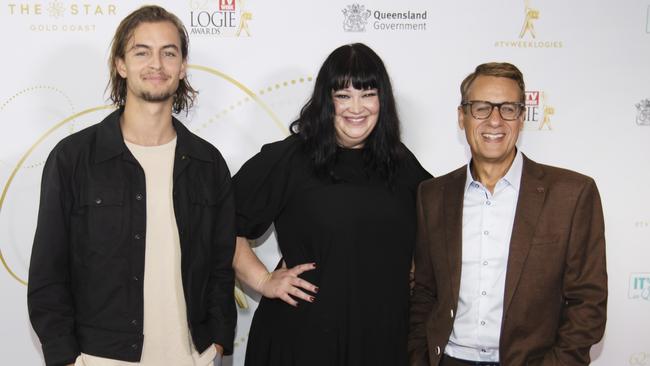 Love Me’s Will Lodder with fellow Foxtel stars Katrina Milosevic and Andrew Winter. Picture: Nigel Hallett