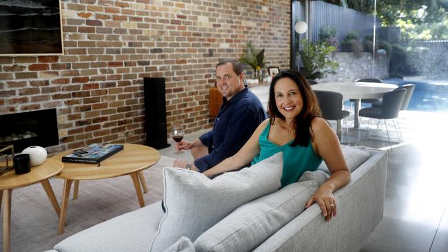 Stuart and Gina Crabb in their architect-designed house in Bronte Beach. Picture: Nikki Short