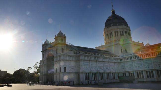 The Royal Exhibition Building’s restoration is ongoing. Picture: NCA NewsWire/David Crosling