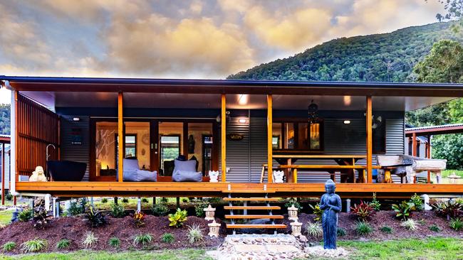 The Mount Jukes Eco Resort, built from scratch by yoga aficionado David Deakin, holds glamping tents and a half-moon shaped house that face Mt Jukes and Mr Deakin says the energy of the property has to be experienced to be understood. Picture: Contributed