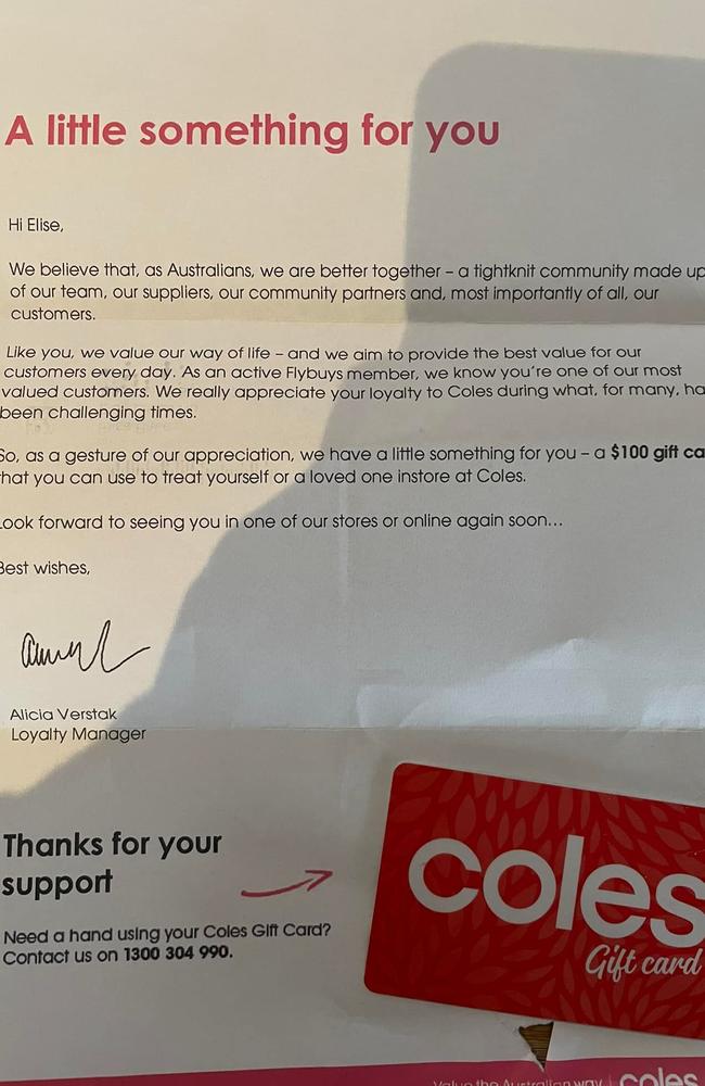 A shopper was shocked to receive this $100 gift card in the mail. Picture: Facebook