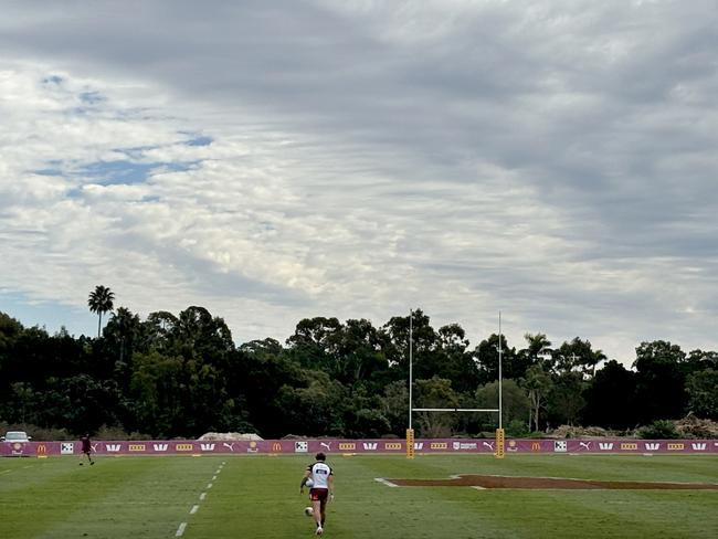 Reece Walsh was the last man left on the field training on Saturday. Picture: Peter Badel.