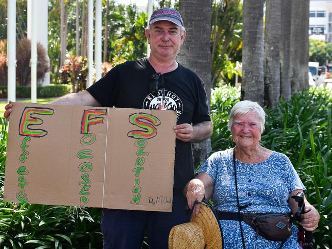 Stephen Jones and his mother Lois Jones attended the anti-crime rally for the first time. Pic: Pema Tamang Pakhrin