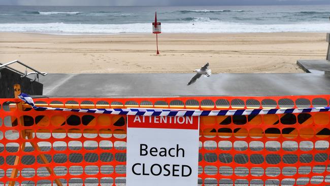 An empty Surfers Paradise beach is seen on the Gold Coast in 2020. Picture: AAP Image/Darren England