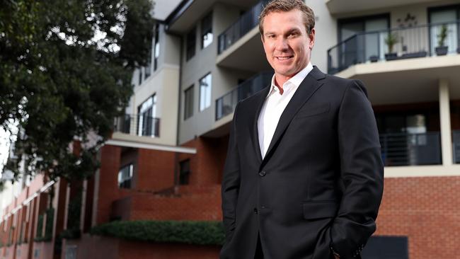 Paul Blackburne in front of some of his group’s apartments in the Perth suburb of Subiaco. Picture: Colin Murty