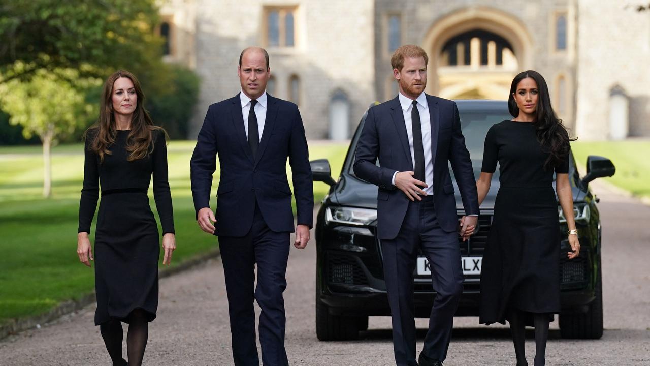 The joint appearance by Princess Catherine, Prince William, Prince Harry and Meghan Markle was unexpected. Picture: AFP.