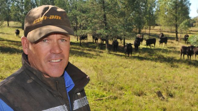 Serve it up: Beef farmer Jason Lewis of Jac Wagyu at Bingara in northern NSW. Picture: JAMES WAGSTAFF