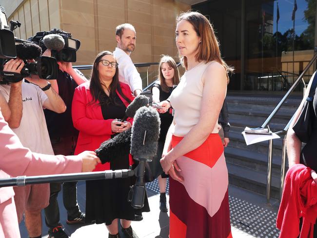 Sue Neill-Fraser’s daughter Sarah Bowles speaks to media after the judgment was handed down on Tuesday. Picture: Nikki Davis-Jones