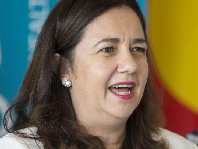 Queensland Premier Annastacia Palaszczuk speaks at a media conference at 1 William Street about weather conditions in Queensland over the Easter break in Brisbane, Thursday, March 29, 2018. (AAP Image/Glenn Hunt) NO ARCHIVING