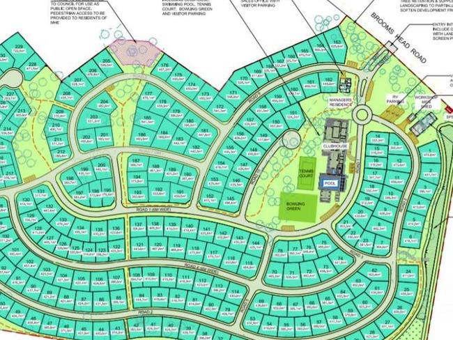 The original plan for the Gulmarrad Manufactured Homes with 255 residences.