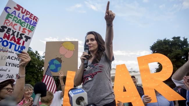 Actress Alyssa Milano at a protest outside the White House yesterday. Picture: AP
