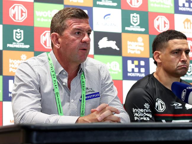 Crowe privately backed under pressure Rabbitohs coach Jason Demetriou last year. Picture: Getty