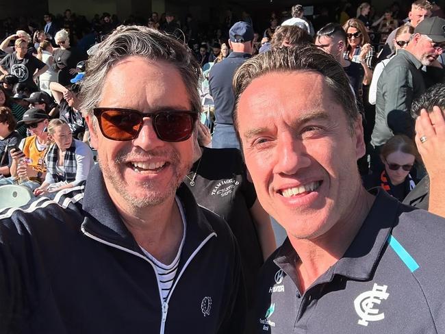 Lord Mayor Nick Reece and Carlton great Anthony Koutoufides at a Carlton game in August. Picture: Instagram